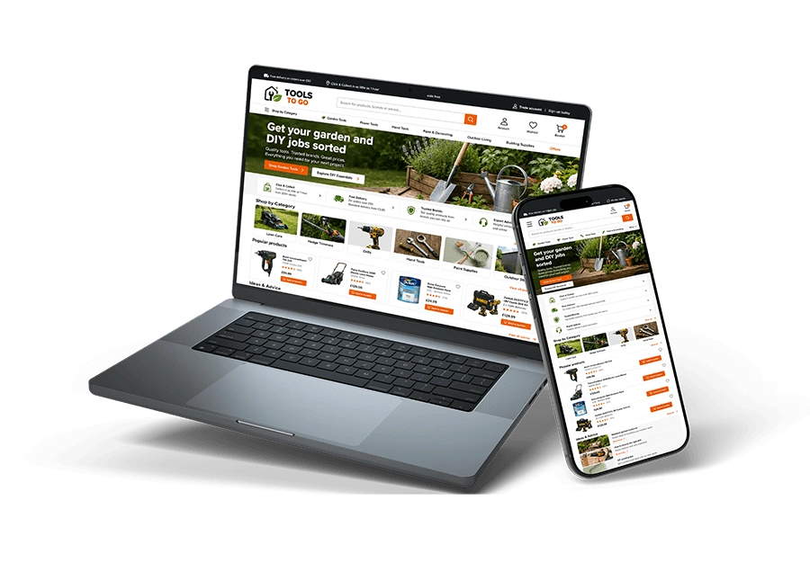 Laptop and mobile device showing a sample website